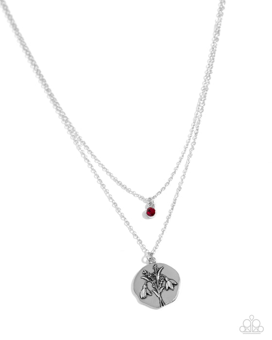 Birthstone Beauty - Red Garnet Snowdrop Flower January Birthstone