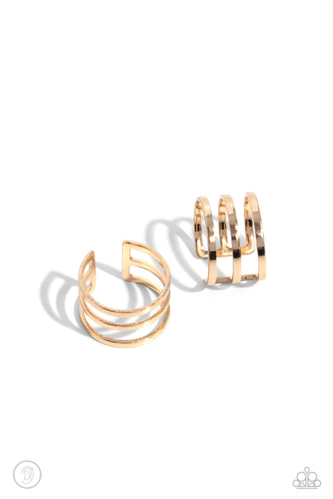 Metro Mashup - Gold Ear Cuff