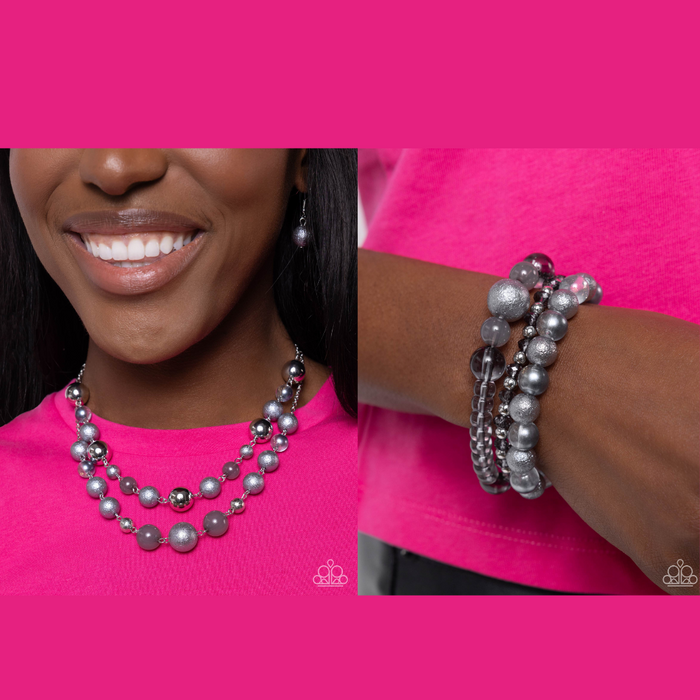 Beaded Benefit Shattered Stack - Silver Set