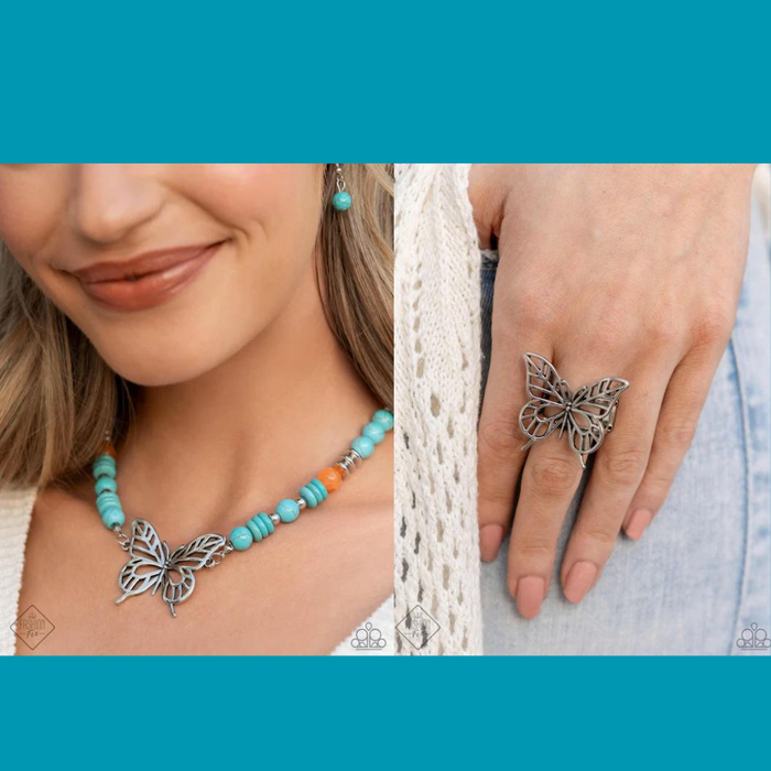 Try As I FLIGHT As Well Butterfly - Blue/Silver Set