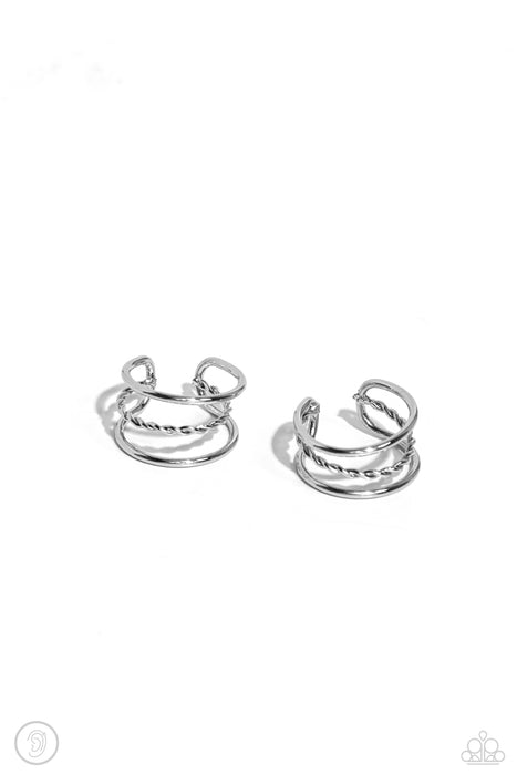 Textured Triumph - Silver Ear Cuff